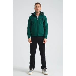 Premium Yeşil Kışlık Erkek Eşofman Takımı Regular Kapüşonlu