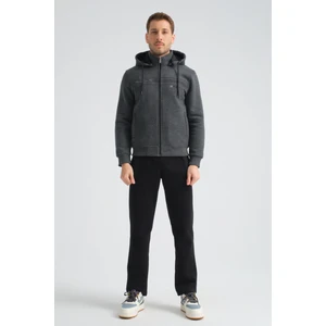 Premium Antrasit Kışlık Erkek Eşofman Takımı Regular Kapüşonlu