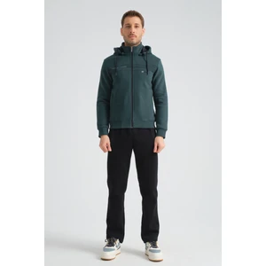 Premium Koyu Yeşil Kışlık Erkek Eşofman Takımı Regular Kapüşonlu