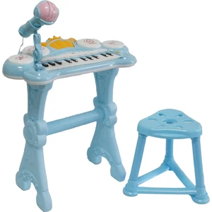 NP-900BL 24 Tuşlu Elektronik Mavi Çocuk Piyanosu Mikrofon Tabure Full Set (Işıklı Öğretici Mod)