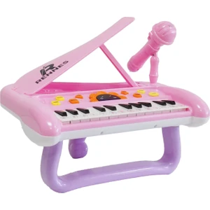 NP-250PK 24 Tuşlu Akustik Görünümlü Oyuncak Çocuk Piyanosu Mikrofonlu Stantlı Pembe