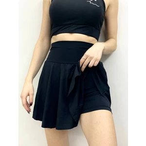 Siyah Yüksek Bel Şortlu Etek Bikini Altı Mayo Etek Kadın Mayo Esnek Kısa Etek Plaj & Spor Şort Etek