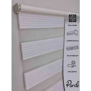 Güneş Serisi Ithal Kumaş Pliseli Beyaz Zebra Stor Perde