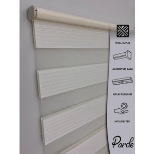 Güneş Serisi Ithal Kumaş Pliseli Krem Zebra Stor Perde