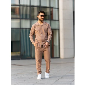 Man Forces Erkek Takım, Pamuklu Jogger Pantolon ve Gömlek, Şık ve Konforlu Mevsimlik, Alt Üst Takım,kahve Takım ,kahverengi