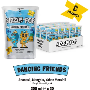 Sızzle-Pop Dancıng Frıends Ananas Mango Yabanmersini Meyve Suyu 200 ml x 20 Adet