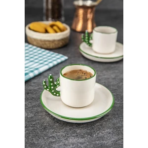 Miras Home El Yapımı Kaktüs 2 Kişilik Kahve Seti, 2'li Espresso ve Türk Kahvesi Fincanı (96-808-K-2-A)