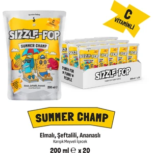 Sızzle-Pop Summer Champ Şeftali Elma Ananas Meyve Suyu 200 ml x 20 Adet