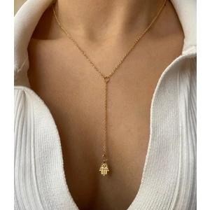 Collection Hamsa Gold Altın Kaplama Dekolte Y Kolye