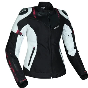 Motosiklet Kadın Montu Full Korumalı 4 Mevsim Deri ve Maxdura Kumaş Mont White