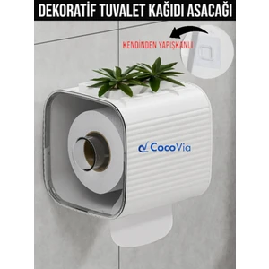 Dekoratif Kendinden Yapışkan Askılı Tuvalet Kağıdı Askılığı - Wc Kağıt Asacağı ve Rafı