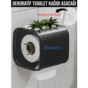 Dekoratif Kendinden Yapışkan Askılı Tuvalet Kağıdı Askılığı - Wc Kağıt Asacağı ve Rafı