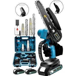 21 Volt Pro Çift Akülü Şarjlı Motor Yağ Hazneli Çift Pala Zincirli Dal Budama Makinası