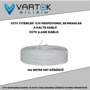 Vartek Bilişim Kablo Güvenlik Kamera Kablosu 2+1 0.50MM 100M Metre