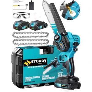 21 Volt Pro Çift Akülü Şarjlı Kömürsüz Motor Yağ Hazneli Çift Pala Zincirli Dal Budama Makinası