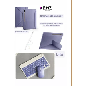 EHZ Teknoloji Galaxy Tab S10+(SM-X820) 12.4inç Uyumlu Standli Tablet Kilif + Bluetooth Klavye Mouse + Kalem Set