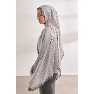 Monogram Desen Ithal Vual Şal - Gümüş