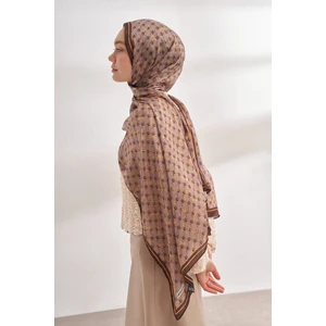 Monogram Desen Ithal Vual Şal - Vizon-Kahve