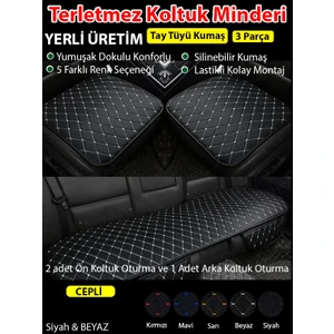Terletmez Kumaş Ön ve Arka Oto Koltuk Oturma Minderi 3 Parça