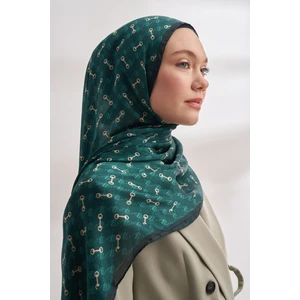 Monogram Desen Ithal Vual Şal - Zümrüt