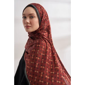 Monogram Desen Ithal Vual Şal - Siyah-Bordo