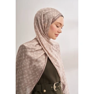Monogram Desen Ithal Vual Şal - Nude