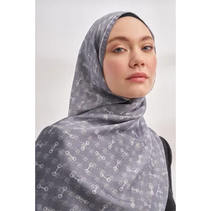 Monogram Desen Ithal Vual Şal - Gri