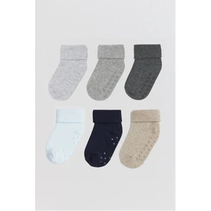 Mem Socks 6'lı Organik Pamuklu  Kaydırmaz Bebek-Çocuk Çorabı