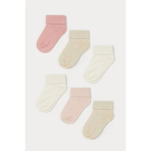 Mem Socks 6'lı Organik Pamuklu  Kaydırmaz Bebek-Çocuk Çorabı