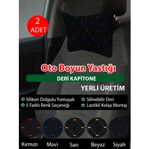 Kapitone Desenli Renkli Deri Oto Koltuk Boyun Yastığı