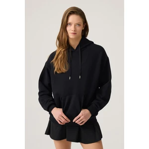 Los Ojos Siyah Geniş Kalıp Kapüşonlu Sweatshirt Hooded Sweat