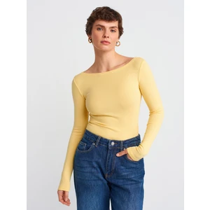 31332 Kayık Yaka Uzun Kollu Top-Siyah