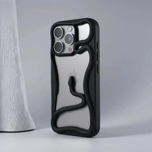 Apple iPhone 15 Pro Uyumlu Kılıf Zebana 3D Snake Silikon Kılıf Siyah