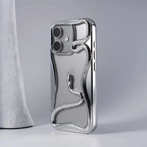 Apple iPhone 11 Uyumlu Kılıf Zebana 3D Snake Silikon Kılıf Gri