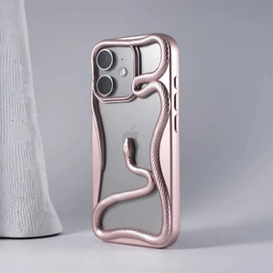Apple iPhone 11 Uyumlu Kılıf Zebana 3D Snake Silikon Kılıf Rose Gold