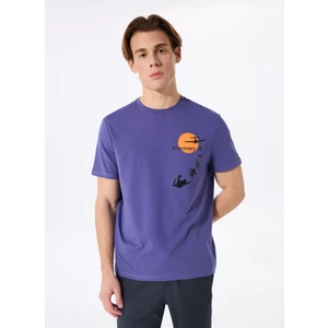 D5SM-TST3773 Mor Bisiklet Yaka Relaxed Fit Baskılı T-Shirt