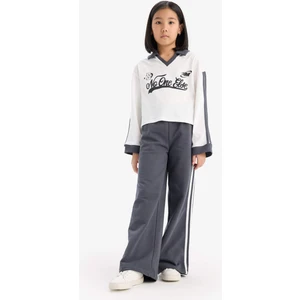 Kız Çocuk 2'li Takım Baskılı Sweatshirt Beli Lastikli Geniş Paça Eşofman Altı D9471A825SP