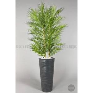 Yapay Areka Ağacı Palmiye Ağacı 33 Yapraklı Bambu Gövdeli Antrasit Kumsal Saksı Salon Çiçeği 150CM