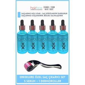 HAİRBOX Erkek Saç Serum, Saç Serum Seti ( 5'li Serum, 1 Dermaroller )
