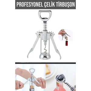Çelik Profesyonel Tirbuşon Şarap Mantar Açacağı Şişe Açacağı/tirbüşon/türbişon/tirbişon