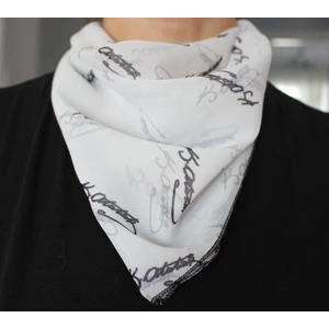 Atatürk Imza Desenli Şifon Fular Bandana Şal