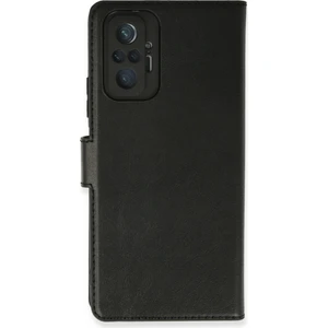 Bilişim Akademi  Xiaomi Redmi Note 10 Pro Kılıf Deri Kartlıklı Kılıf Kapaklı Kılıf Cüzdanlı - Siyah