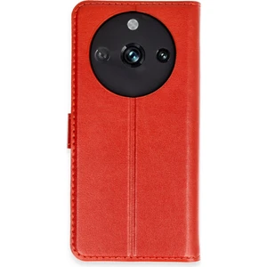 Bilişim Akademi  Realme 11 Pro Kılıf Deri Kartlıklı Kılıf Kapaklı Kılıf Cüzdanlı - Kırmızı