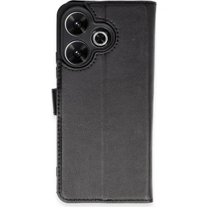 Bilişim Akademi  Xiaomi Redmi 13 4g Kılıf Deri Kartlıklı Kılıf Kapaklı Kılıf Cüzdanlı - Siyah