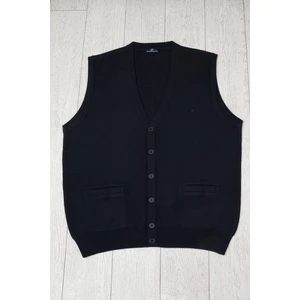 Woolen World Cepli V Yaka Battal (Büyük Boy) Düğmeli Yünlü Triko Yelek