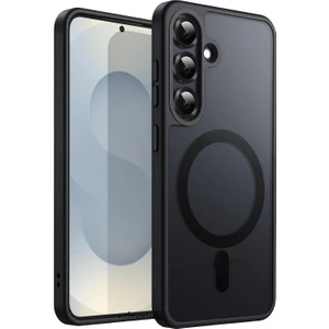 M.tk moveteck Samsung Galaxy S25 Plus Kılıf Kamera Çıkıntılı Mat Magsafe Wireless Şarj Destekli Siyah Renkli Hassas Butonlu Flet Kapak