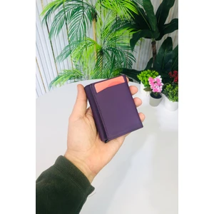 Unisex Mat Mor Deri Otomatik Mekanizmalı Kişiye Özel Kartlık Cüzdan