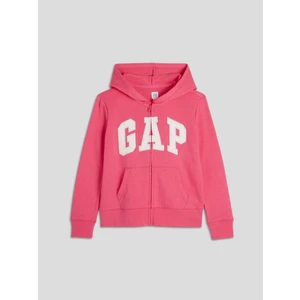 Kız Çocuk Pembe Gap Logo Fermuarlı Havlu Kumaş Sweatshirt