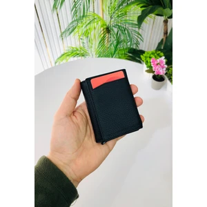 Unisex Mat Siyah Deri Otomatik Mekanizmalı Kişiye Özel Kartlık Cüzdan