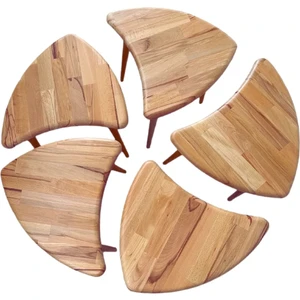 Lotus Orta ve Zigon Sehpa Seti Doğal Ahşap